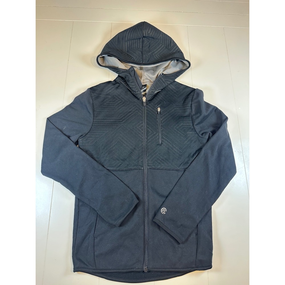 Champion Full Zip Hoodie Boys Size M 8-10 Black Duo Dry Textured Active Jacket